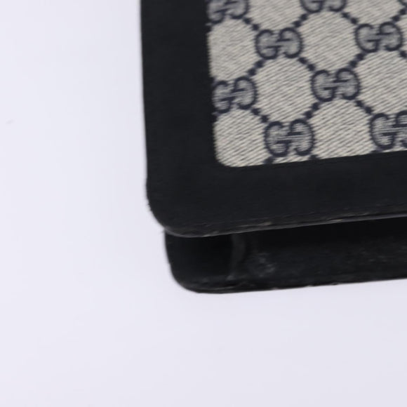 GUCCI GG Supreme Sherry Line Shoulder Bag PVC Navy Gold Red Auth BA5636