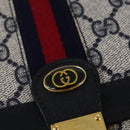 GUCCI GG Supreme Sherry Line Shoulder Bag PVC Navy Gold Red Auth BA5636-14