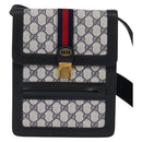 GUCCI GG Supreme Sherry Line Shoulder Bag PVC Navy Gold Red Auth BA5636-2