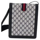 GUCCI GG Supreme Sherry Line Shoulder Bag PVC Navy Gold Red Auth BA5636-3