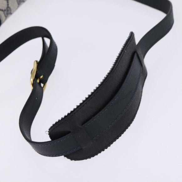 GUCCI GG Supreme Sherry Line Shoulder Bag PVC Navy Gold Red Auth BA5636