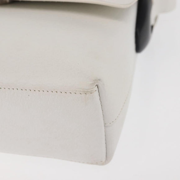 GUCCI Shoulder Bag Leather White Silver 001 1998 1767 Auth BA5637