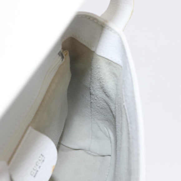 GUCCI Shoulder Bag Leather White Silver 001 1998 1767 Auth BA5637