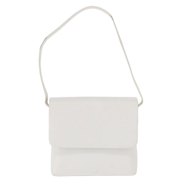 GUCCI Shoulder Bag Leather White Silver 001 1998 1767 Auth BA5637