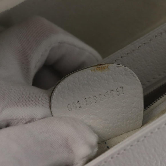 GUCCI Shoulder Bag Leather White Silver 001 1998 1767 Auth BA5637