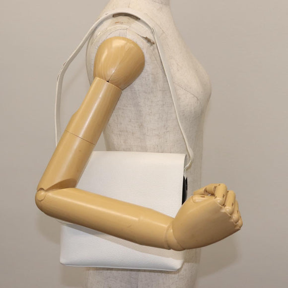 GUCCI Shoulder Bag Leather White Silver 001 1998 1767 Auth BA5637