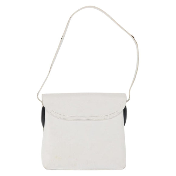 GUCCI Shoulder Bag Leather White Silver 001 1998 1767 Auth BA5637