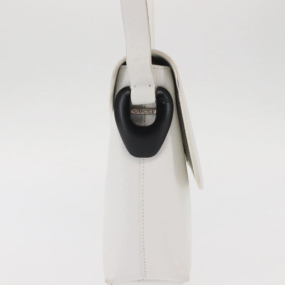 GUCCI Shoulder Bag Leather White Silver 001 1998 1767 Auth BA5637