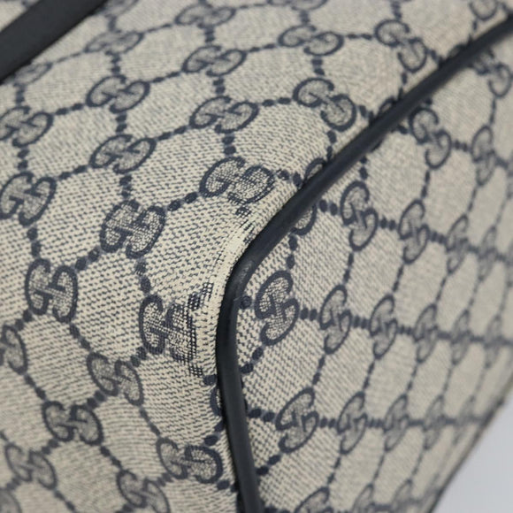 GUCCI GG Supreme Sherry Line Boston Bag PVC Navy Gold Red 40 3842 Auth BA5638