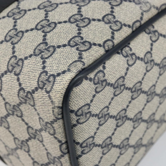 GUCCI GG Supreme Sherry Line Boston Bag PVC Navy Gold Red 40 3842 Auth BA5638