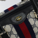 GUCCI GG Supreme Sherry Line Boston Bag PVC Navy Gold Red 40 3842 Auth BA5638-14