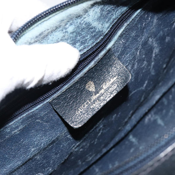 GUCCI GG Supreme Sherry Line Boston Bag PVC Navy Gold Red 40 3842 Auth BA5638