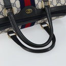 GUCCI GG Supreme Sherry Line Boston Bag PVC Navy Gold Red 40 3842 Auth BA5638-7