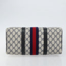 GUCCI GG Supreme Sherry Line Boston Bag PVC Navy Gold Red 40 3842 Auth BA5638-9