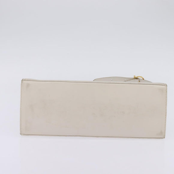 Salvatore Ferragamo Gancini Hand Bag Leather 2way White Gold Auth BA5653