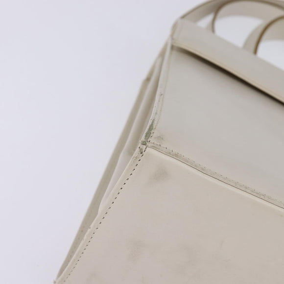 Salvatore Ferragamo Gancini Hand Bag Leather 2way White Gold Auth BA5653