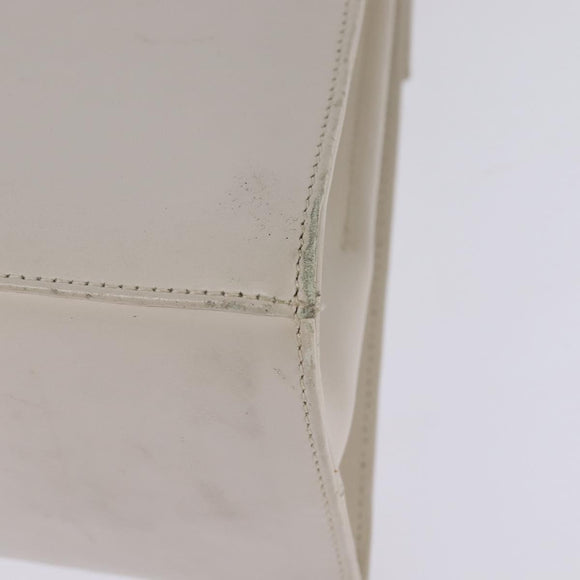 Salvatore Ferragamo Gancini Hand Bag Leather 2way White Gold Auth BA5653