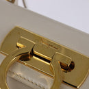 Salvatore Ferragamo Gancini Hand Bag Leather 2way White Gold Auth BA5653-16