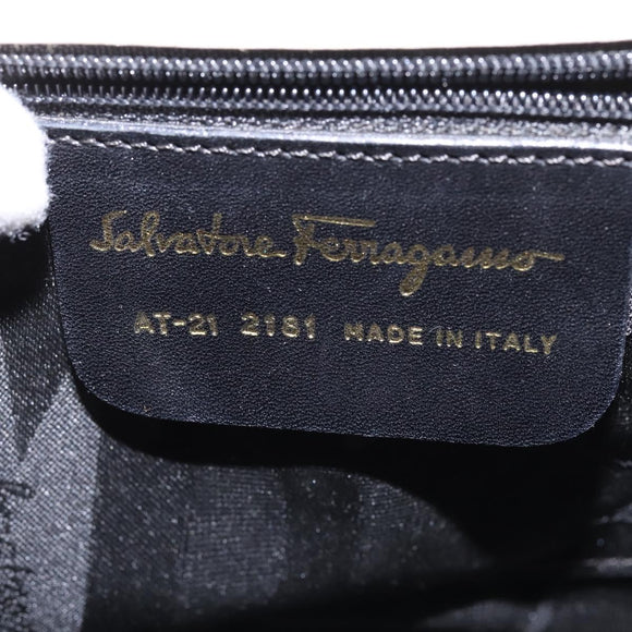 Salvatore Ferragamo Gancini Hand Bag Leather 2way White Gold Auth BA5653