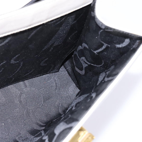 Salvatore Ferragamo Gancini Hand Bag Leather 2way White Gold Auth BA5653