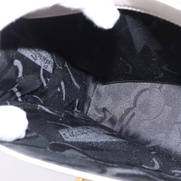 Salvatore Ferragamo Gancini Hand Bag Leather 2way White Gold Auth BA5653