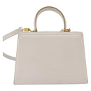 Salvatore Ferragamo Gancini Hand Bag Leather 2way White Gold Auth BA5653-3