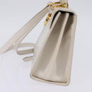 Salvatore Ferragamo Gancini Hand Bag Leather 2way White Gold Auth BA5653-5