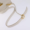 Salvatore Ferragamo Gancini Hand Bag Leather 2way White Gold Auth BA5653-9