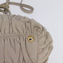 PRADA Gathered Hand Bag Leather 2way Beige Gold Auth BA5654-16