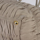 PRADA Gathered Hand Bag Leather 2way Beige Gold Auth BA5654-10