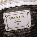 PRADA Gathered Hand Bag Leather 2way Beige Gold Auth BA5654-18
