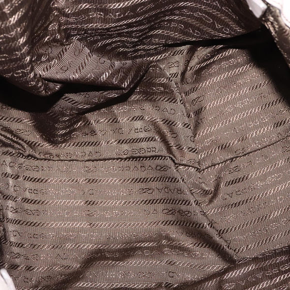 PRADA Gathered Hand Bag Leather 2way Beige Gold Auth BA5654