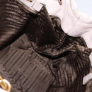 PRADA Gathered Hand Bag Leather 2way Beige Gold Auth BA5654-19