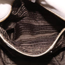 PRADA Gathered Hand Bag Leather 2way Beige Gold Auth BA5654-21