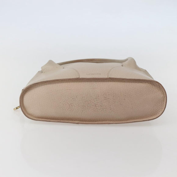 LOEWE Shoulder Bag Leather Beige Gold Auth BA5655