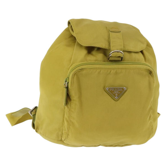 PRADA Backpack Nylon Green Silver Auth BA5656