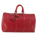 LOUIS VUITTON Epi Keepall 45 Boston Bag Red M42977 LV Auth BA5659-1