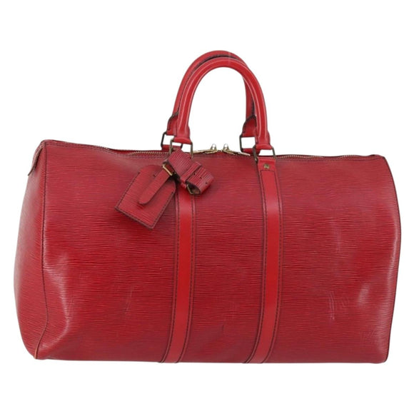 LOUIS VUITTON Epi Keepall 45 Boston Bag Red M42977 LV Auth BA5659