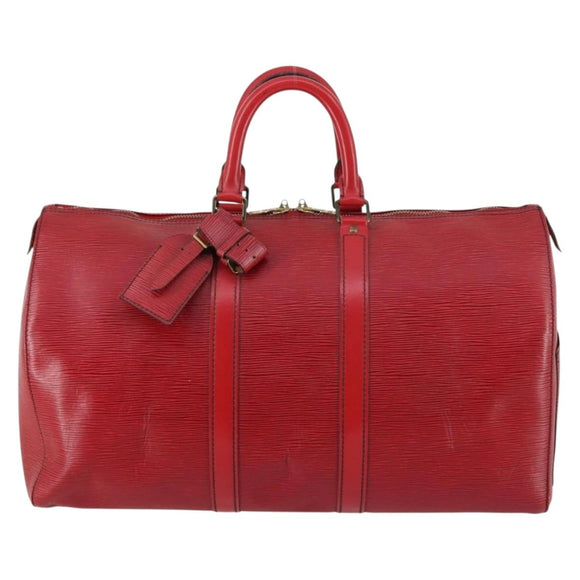 LOUIS VUITTON Epi Keepall 45 Boston Bag Red M42977 LV Auth BA5659