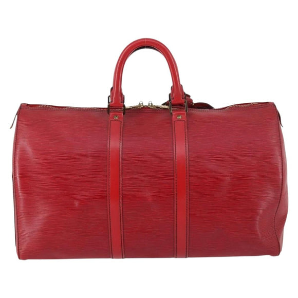 LOUIS VUITTON Epi Keepall 45 Boston Bag Red M42977 LV Auth BA5659