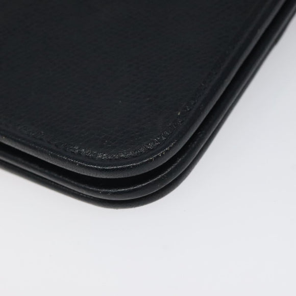 Christian Dior Chain Shoulder Bag Leather Navy Gold Auth BA567