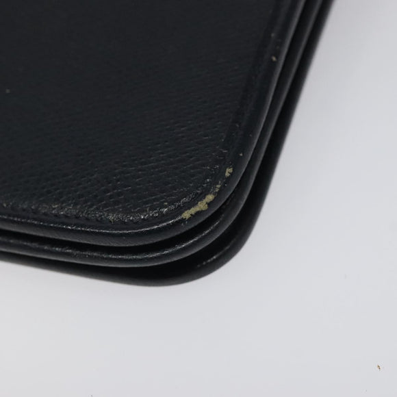 Christian Dior Chain Shoulder Bag Leather Navy Gold Auth BA567