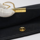 Christian Dior Chain Shoulder Bag Leather Navy Gold Auth BA567-9
