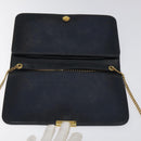 Christian Dior Chain Shoulder Bag Leather Navy Gold Auth BA567-10