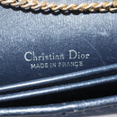 Christian Dior Chain Shoulder Bag Leather Navy Gold Auth BA567-19