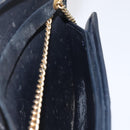 Christian Dior Chain Shoulder Bag Leather Navy Gold Auth BA567-20