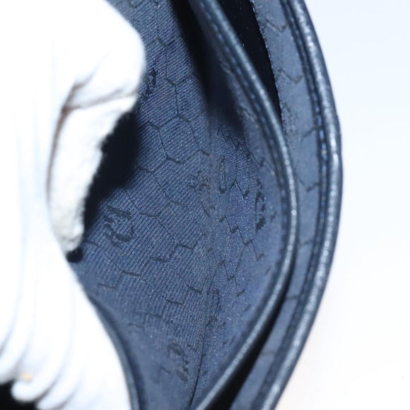 Christian Dior Chain Shoulder Bag Leather Navy Gold Auth BA567