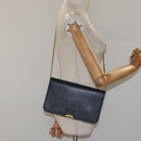 Christian Dior Chain Shoulder Bag Leather Navy Gold Auth BA567-24