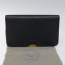 Christian Dior Chain Shoulder Bag Leather Navy Gold Auth BA567-12