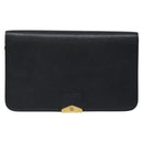 Christian Dior Chain Shoulder Bag Leather Navy Gold Auth BA567-13